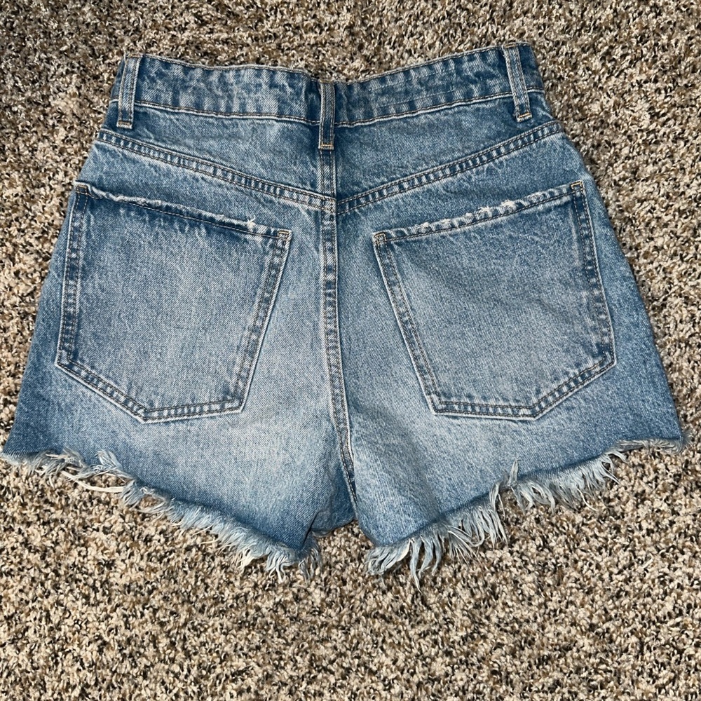 Zara High Waisted Denim Distressed Shorts - Picture 11 of 13